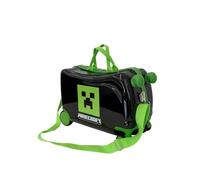 Safta | Maleta Infantil con Ruedas Minecraft, ABS + PC, Ruedas Delanteras Dobles 360°, Interior Forrado con Separador y Bolsillo con Cremallera, Bandolera, Medidas 44x21x27 cm
