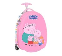Safta | Maleta Infantil con Ruedas Peppa Pig Baby Pig 16″, Asa Telescópica, Interior Forrado con Bolsillo de Red con Cremallera, Cintas Elásticas Sujeta Equipaje, ABS+PC, Rosa, Medidas 28x23x43 cm