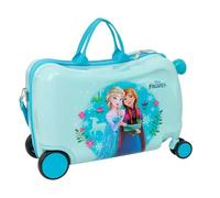 Safta | Maleta Infantil Disney Frozen Tipo Maleta Ride-On, 4 Ruedas Dobles Giro 360°, Interior Forrado con Separador y Bolsillo con Cremallera, Cintas Elásticas, ABS+PC, Azul, Medidas 44x21x27 cm