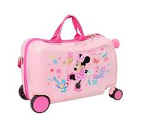 Safta | Maleta Infantil Disney Minnie Mouse Baby Tipo Maleta, 4 Ruedas Dobles Giro 360°, ABS+PC Rosa, Interior Forrado con Separador y Bolsillo Cremallera, Bandolera y Reposapiés, Medidas 44x21x27 cm