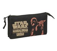 Safta MANDALORIAN & GROGU - Portatodo Triple, Estuche Infantil, Estuche Niño, Ideal para Niños en Edad Escolar, Cómodo y Versátil, Calidad y Resistencia, 22x3x12 cm