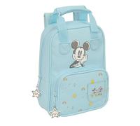 Safta MICKEY MOUSE BABY - Mochila Infantil, Adaptable con Asas, Tejido Reciclable, Ideal para Niños de Diferentes Edades, Cómoda y Versátil, Calidad y Resistencia, 20x8x28 cm, Color Azul claro