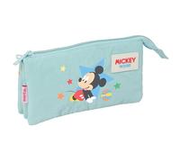 MICKEY MOUSE BABY - Portatodo Triple, Estuche Infantil, Estuche Niño, Ideal para Niños en Edad Escolar, Cómodo y Versátil, Calidad y Resistencia, 22x3x12 cm