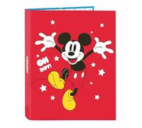 Safta MICKEY MOUSE FANTASTIC - Carpeta con Folios 4 Anillas, Ideal para Niños de Diferentes Edades, Cómoda y Versátil, Calidad y Resistencia, 26.5x33 cm, Color Azul/Rojo