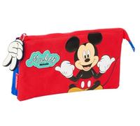 Safta Mickey Mouse Good Day - Portatodo Triple, Estuche Infantil, Estuche Niño, Ideal para Niños en Edad Escolar, Cómodo y Versátil, Calidad y Resistencia, 22x3x12 cm