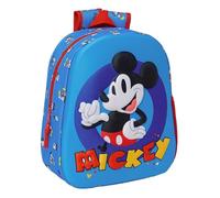 Safta MICKEY MOUSE - Mochila Escolar, con Diseño 3D, Adaptable a Carro, Ideal para Niños de Diferentes Edades, Cómoda y Versátil, Calidad y Resistencia, 27x10x33 cm, Color Azul