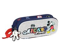 Safta MICKEY MOUSE Only One - Portatodo Doble Niño, Estuche Infantil, Estuche Niño, Ideal para Niños de 5 a 14 Años, Cómodo y Versátil, Calidad y Resistencia, 21x6x8 cm, Color Azul marino