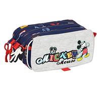 Safta MICKEY MOUSE Only One - Portatodo Triple Big, Estuche Infantil, Estuche Niño, Ideal para Niños de 5 a 14 Años, Cómodo y Versátil, Calidad y Resistencia, 21.5x8x10 cm, Color Azul marino