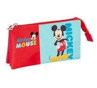 MICKEY MOUSE - Portatodo Triple, Estuche Infantil, Estuche Niño, Ideal para Niños en Edad Escolar, Cómodo y Versátil, Calidad y Resistencia, 22x3x12 cm
