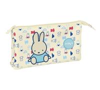 Safta Miffy Buddy - Portatodo Triple Fácil Limpieza, Estuche Infantil, Estuche Niño, Ideal para Niños en Edad Escolar, Cómodo y Versátil, Calidad y Resistencia, 22x3x12 cm