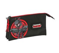 Safta MILES MORALES - Portatodo Triple, Estuche Infantil, Estuche Niño, Ideal para Niños en Edad Escolar, Cómodo y Versátil, Calidad y Resistencia, 22x3x12 cm