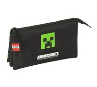 Safta Minecraft TNT - Portatodo Triple, Estuche Infantil, Estuche Niño, Ideal para Niños en Edad Escolar, Cómodo y Versátil, Calidad y Resistencia, 22x3x12 cm