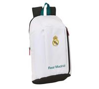 Safta | Mini Mochila Escolar Real Madrid Equipación 26/27 con Cremallera Vertical, Espalda y Hombreras Ergonómicas Acolchadas, Asa Superior, Bolsillo Frontal, Niño y Niña, Medidas 22x10x39 cm