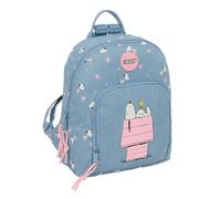 Safta | Mini Mochila Escolar Snoopy, Compacta y Ligera, Bolsillo Frontal y Trasero con Cremallera, Bolsillo Interior con Cremallera, Doble Tirador, Mochila Niña, Medidas 25x13x30 cm