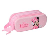 SAFTA Minnie Mouse 3D - Portatodo Doble 3D, Estuche Infantil, Estuche Niño, Ideal para Niños en Edad Escolar, Cómodo y Versátil, Calidad y Resistencia, 21x6x8 cm