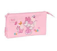 Safta Minnie Mouse Baby - Portatodo Triple, Estuche Infantil, Estuche Niño, Ideal para Niños en Edad Escolar, Cómodo y Versátil, Calidad y Resistencia, 22x3x12 cm