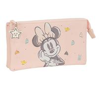 Safta Minnie Mouse Baby - Portatodo Triple, Estuche Infantil, Estuche Niño, Ideal para Niños en Edad Escolar, Cómodo y Versátil, Calidad y Resistencia, 22x3x12 cm, Color Rosa Claro