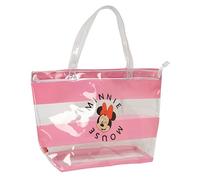 Safta MINNIE MOUSE BEACH - Bolso Shopping, Bolso de Mujer, Shopping Bag, Cómodo y Versátil, Calidad y Resistencia, 54x17x35 cm, Color Rosa/transparente