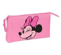Safta MINNIE MOUSE LOVING - Portatodo Triple, Estuche Infantil, Estuche Niño, Ideal para Niños en Edad Escolar, Cómodo y Versátil, Calidad y Resistencia, 22x3x12 cm, Color Rosa