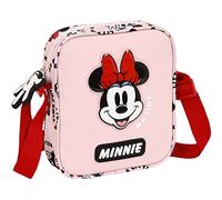 Safta MINNIE MOUSE Me Time - Bandolera Pequeña, Bandolera Infantil, Bolso Niño, Ideal para Niños de 5 a 14 Años, Cómoda y Versátil, Calidad y Resistencia, 16x4x18 cm, Color Rosa claro