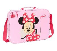 Safta M385 612512385, Minnie Mouse Naive-Cartera Extraescolares, Maletín Portatodo, Bandolera, Cómoda y Versátil, Calidad y Resistencia, 38x6x28 cm, Color Unisex niños, Rosa Claro, M