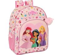 SAFTA - MOCHILA DE 33 CM ADAPT.CARRO PRINCESAS DISNEY "SUMMER ADVENTURES" - Mochila con Asas Ajustables y Espalda Ergonomica - Mochila con Compartimientos con Cremallera - Mochila Diseño Único y