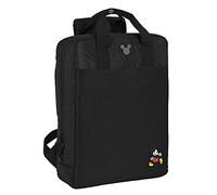 SAFTA - Mochila Disney 612267362, Mochila Mickey Mouse Premium, Mochila para Portátil 13.3 pulgadas con USB, Adaptable a Maleta, Ideal para Jóvenes, 29x11x39 cm 12.45L, Color Negro
