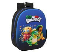 Safta | Mochila Escolar 3D Brainrot, Frontal Termoconformado en Relieve, Hombreras Acolchadas Ergonómicas, Bolsillo Lateral Portabotellas, Asa Superior, Medidas 27x10x33 cm