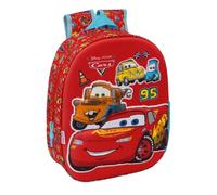 Safta | Mochila Escolar 3D Disney Pixar Cars, Frontal Termoconformado en Relieve, Hombreras Acolchadas y Asa Superior, Bolsillo Lateral Portabotellas, Infantil Vuelta al Cole, Medidas 27x10x33 cm