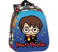 SAFTA | Mochila Escolar 3D Harry Potter, Frontal Termoconformado en Relieve, Hombreras Acolchadas Ergonómicas, Bolsillo Lateral Portabotellas, Tarjeta Identificación, Asa Superior, Medidas 27x10x33 cm