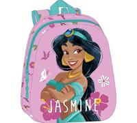 Safta - Mochila Escolar 3D Jasmine, Frontal Termoconformado en Relieve, Infantil para Vuelta al Cole, Hombreras Acolchadas y Asa Superior, Bolsillo Lateral Portabotellas, Medidas 27x10x33 cm