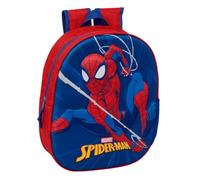 Safta | Mochila Escolar 3D Marvel Spider-Man, Frontal Termoconformado en Relieve, Infantil para Vuelta al Cole, Hombreras Acolchadas, Bolsillo Lateral Portabotellas, Asa Superior, Medidas 27x10x33 cm