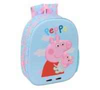 Safta | Mochila Escolar 3D Peppa Pig, Frontal Termoconformado en Relieve, Infantil para Vuelta al Cole, Hombreras Acolchadas y Ergonómicas, Bolsillo Lateral Portabotellas, Medidas 27x10x33 cm