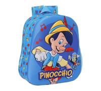 Safta | Mochila Escolar 3D Pinocchio, Frontal Termoconformado en Relieve, Infantil para Vuelta al Cole, Hombreras Acolchadas, Bolsillo Lateral Portabotellas, Medidas 27x10x33 cm
