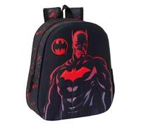 Safta | Mochila Escolar Batman 3D Termoconformada, Diseño Frontal en Relieve, Hombreras Acolchadas Ergonómicas, Bolsillo Lateral Portabotellas, Mochila Niño, Medidas 27x10x33 cm