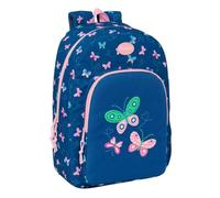 Safta | Mochila Escolar Blackfit8 Mariposas Adaptable a Carro (Sin Carro), Ergonómica y Acolchada, Doble Tirador en Cremalleras, Bolsillo Frontal Grande, Asa Superior, Medidas 30x14x46 cm
