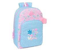 Safta | Mochila Escolar Blackfit8 Smile Adaptable a Carro, Espalda y Hombreras Ergonómicas Acolchadas, Doble Tirador, Bolsillo Frontal Grande y Lateral Portabotellas, Azul y Rosa, Medidas 30x14x46 cm