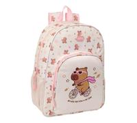 Safta | Mochila Escolar Capibara Adaptable a Carro (Sin Carro), Ergonómica y Acolchada, Doble Tirador en Cremallera, Bolsillo Frontal Grande, Portabotellas, Asa Superior, Medidas 33x14x42 cm