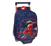 Safta | Mochila Escolar con Carro Spider-Man, Mochila con Ruedas Extraíble Sistema Sujeción, 27x10x67 cm, Hombreras Ergonómicas Acolchadas, Portabotellas y Bolsillo Frontal, Medidas 27x10x33 cm