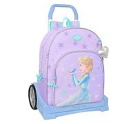 Safta - Mochila Escolar con Ruedas Disney Frozen Spirit, Carro Evolution Extraíble 85 cm, Hombreras y Espalda Ergonómicas Acolchadas, Portabotellas, Cremallera Doble Tirador, Medidas 33x14x42 cm