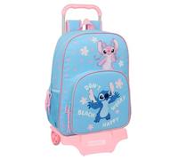 Safta | Mochila Escolar con Ruedas Disney Stitch Happy, Carro 905 Extraíble 85 cm Alto, Hombreras y Espalda Ergonómicas Acolchadas, Portabotellas, Bolsillo Frontal, Mochila Niña, Medidas 33x14x42 cm