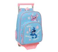 Safta | Mochila Escolar con Ruedas Disney Stitch Happy, Compact Evolution Extraíble con Carro Incluido, 26x11x67 cm, Hombreras Ergonómicas Acolchadas, Mochila Niña, Medidas 26x11x34 cm
