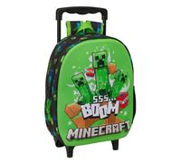 Safta - Mochila Escolar con Ruedas Minecraft 3D Termoconformada, Asa Telescópica 60 cm, Hombreras Acolchadas, Bolsillo Portabotellas, Asa Superior, Infantil Juvenil Vuelta al Cole, Medidas 27x10x33 cm
