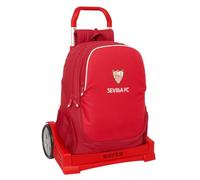 Safta | Mochila Escolar con Ruedas Sevilla FC Evolution Resistente al Agua, Extraíble, Espalda Ergonómica Acolchada, Asa Telescópica 85 cm, Ruedas Antivibración Ultrasilenciosas, Medidas 32x14x43 cm