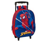 Safta | Mochila Escolar con Ruedas Spider-Man, Frontal 3D Termoconformado, Asa Telescópica 60 cm, Hombreras Acolchadas, Bolsillo Portabotellas, Mochila Niño, Medidas 27x10x33 cm