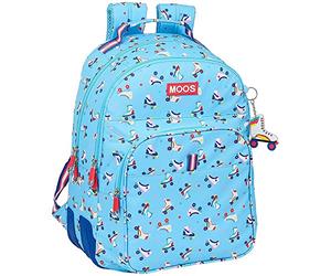 Safta Mochila Escolar de Moos Rollers, 320x150x420 mm, Azul Claro/Multicolor