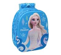 Safta - Mochila Escolar Disney Frozen 3D con Leds, Frontal Termoconformado en Relieve, Hombreras Acolchadas y Asa Superior, Bolsillo Lateral Portabotellas, Infantil Vuelta al Cole, Medidas 27x10x33 cm