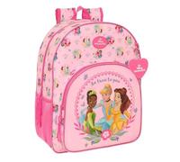 Safta | Mochila Escolar Disney Princesas Adaptable a Carro (Sin Carro), Infantil Rosa, Hombreras y Espalda Ergonómicas Acolchadas, Bolsillo Frontal, Mochila Niña, Medidas 33x14x42 cm