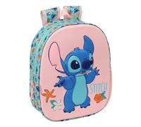 Safta | Mochila Escolar Disney Stitch 3D Termoconformada, Infantil y Juvenil, Hombreras Acolchadas y Ergonómicas, Bolsillo Lateral Portabotellas, Asa Superior, Rosa y Turquesa, Medidas 27x10x33 cm