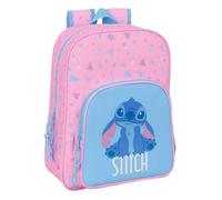 Safta | Mochila Escolar Disney Stitch Bright Adaptable a Carro (Sin Carro), Infantil, Hombreras Ergonómicas y Acolchadas, Bolsillo Frontal Grande y Lateral Portabotellas, Medidas 26x11x34 cm
